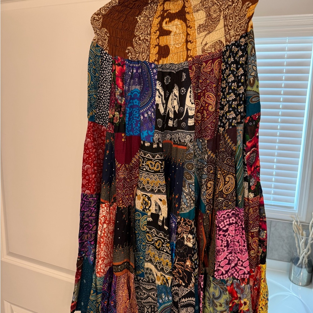 Multicolored Flowy patchwork skirt/dress (can be worn either way!